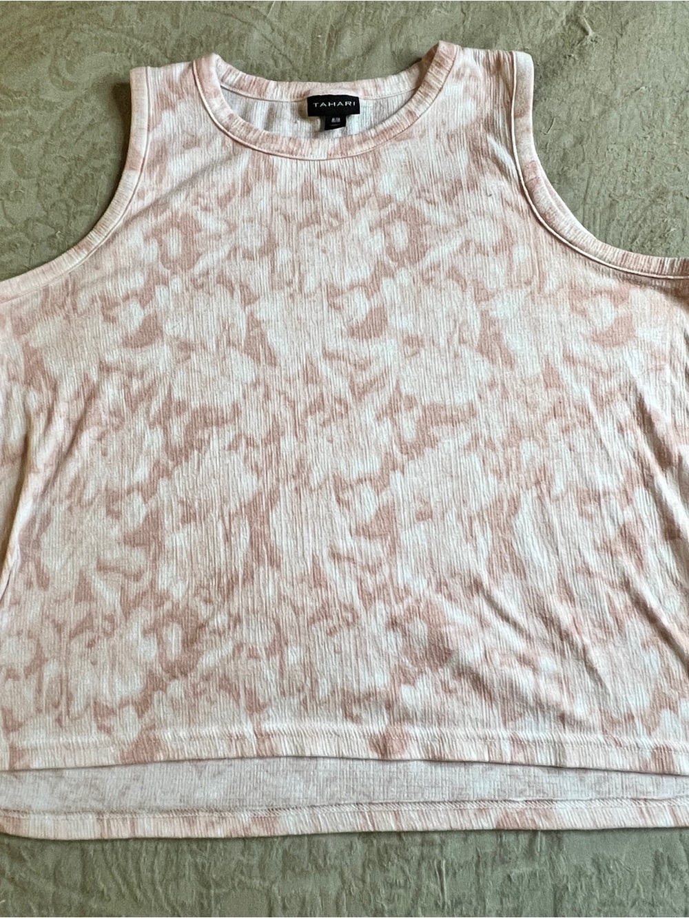 Tahari Tank Top Women’s Size M Crewneck Boho Tie-Dye Pastel Pink Spring